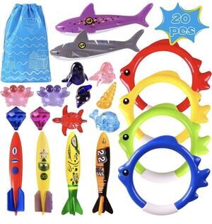 Summer Pool Diving Swimming Toys for Kids, Fun Swim Games Sinking Set, Underwate